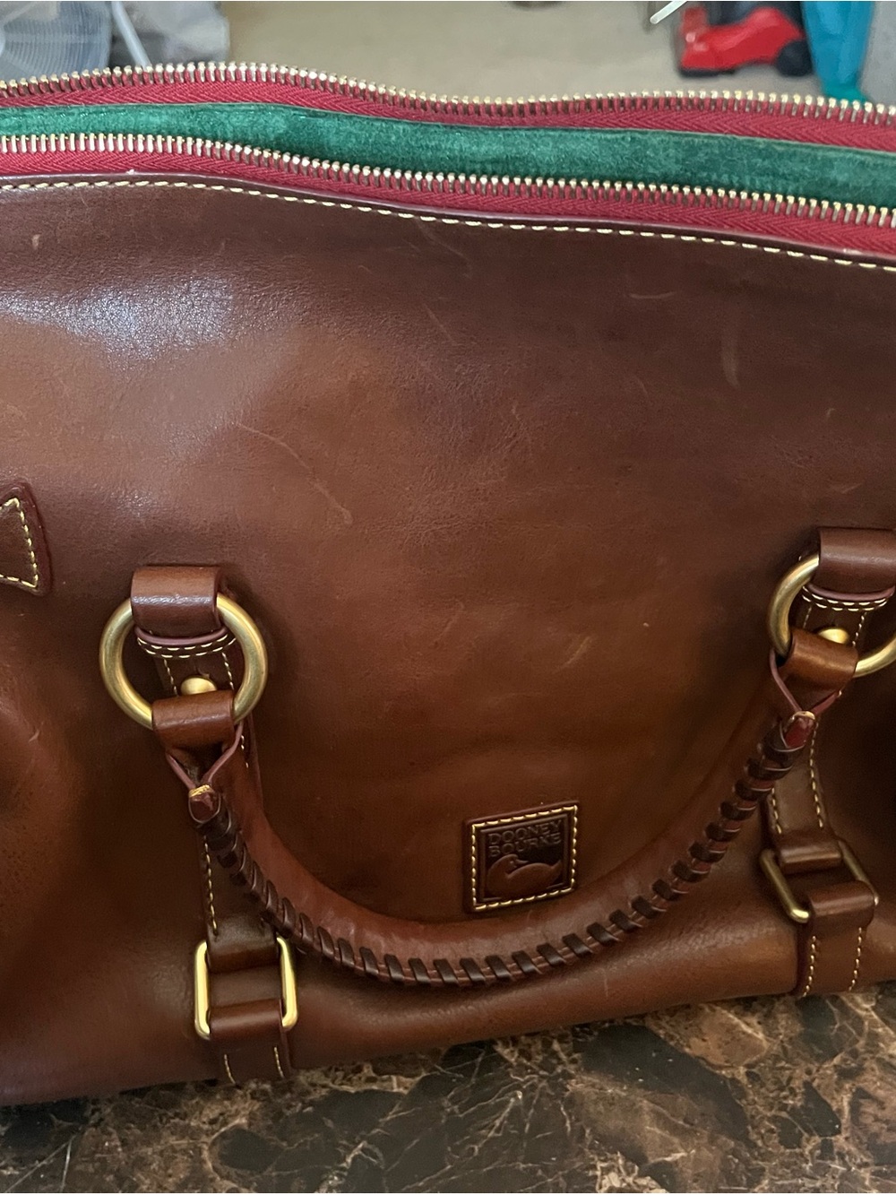 Dooney & Bourke large Chestnut Brown Leather Florentine satchel bag EUC - Picture 4 of 15